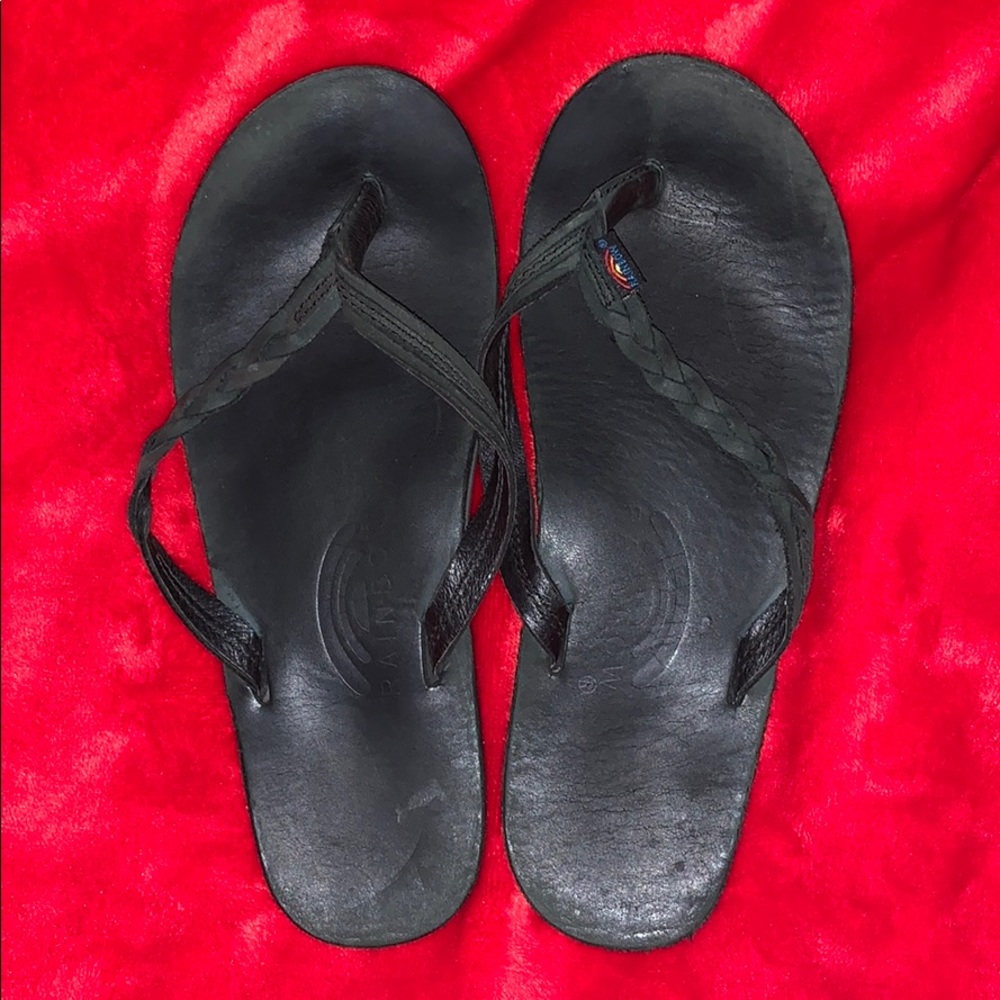 LN Women’s Size 7 Black RAINBOW Flip Flop Sandals